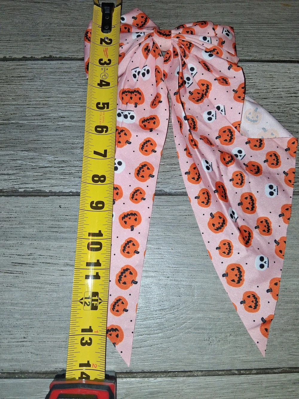 Girls Pink Halloween Pumpkin Bow Scarf Hair Accessory
